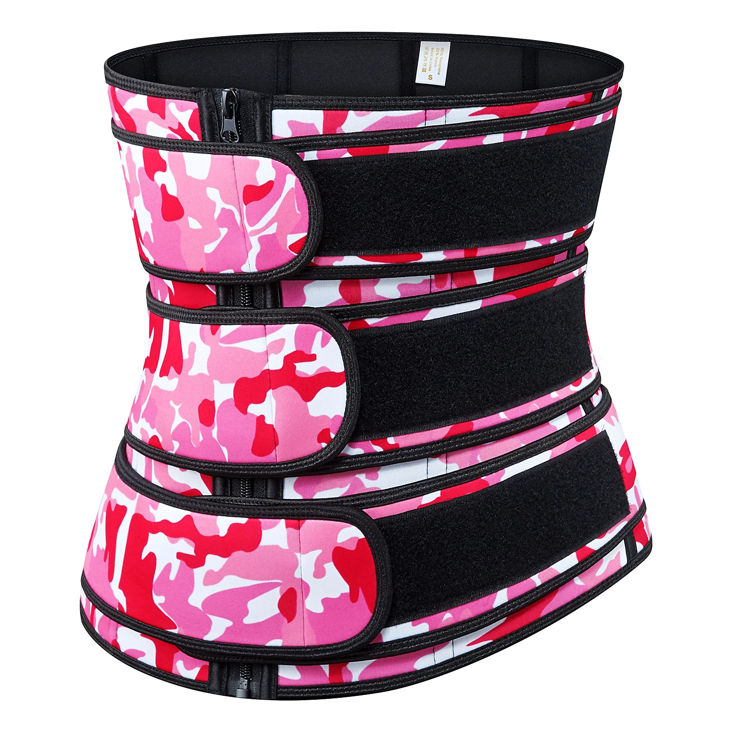 

New design camouflage printed three belts waist trainer neoprene waist trainer belt belted waist trainer, Pink,blue