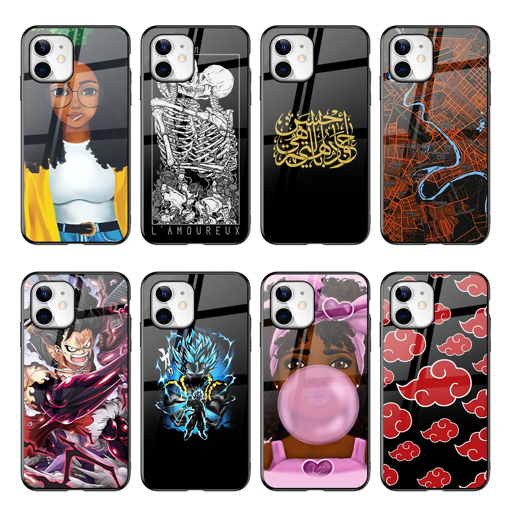 

Shockproof Glass Glossy Phone Cases DIY UV Color Printed Mixed Designs Mobile Covers for iPhone 7 8 XS XR 11 12 Pro Max, Multiple