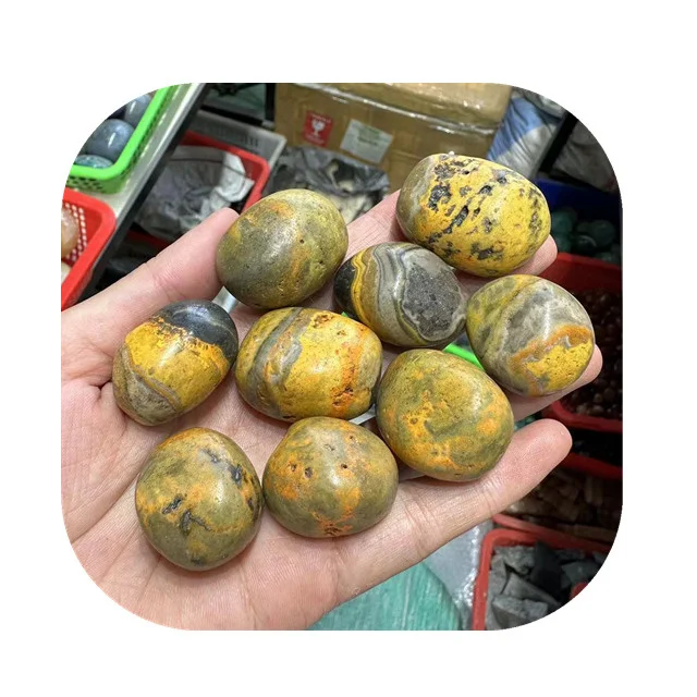 

Wholesale Premium 20-30mm mineral crystals healing stones natur yellow bumbles bee jasper tumble stones for decoration