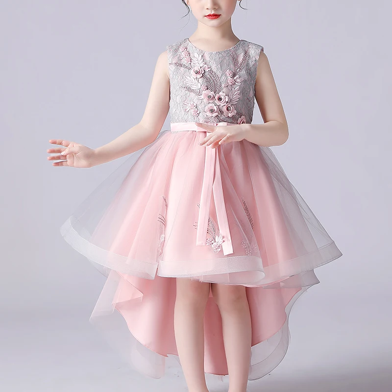 

Flower Girl Dresses Elegant Catwalk Girls Clothes Mesh Princess Party Birthday Dress Evening Trailing Dresses For Girls