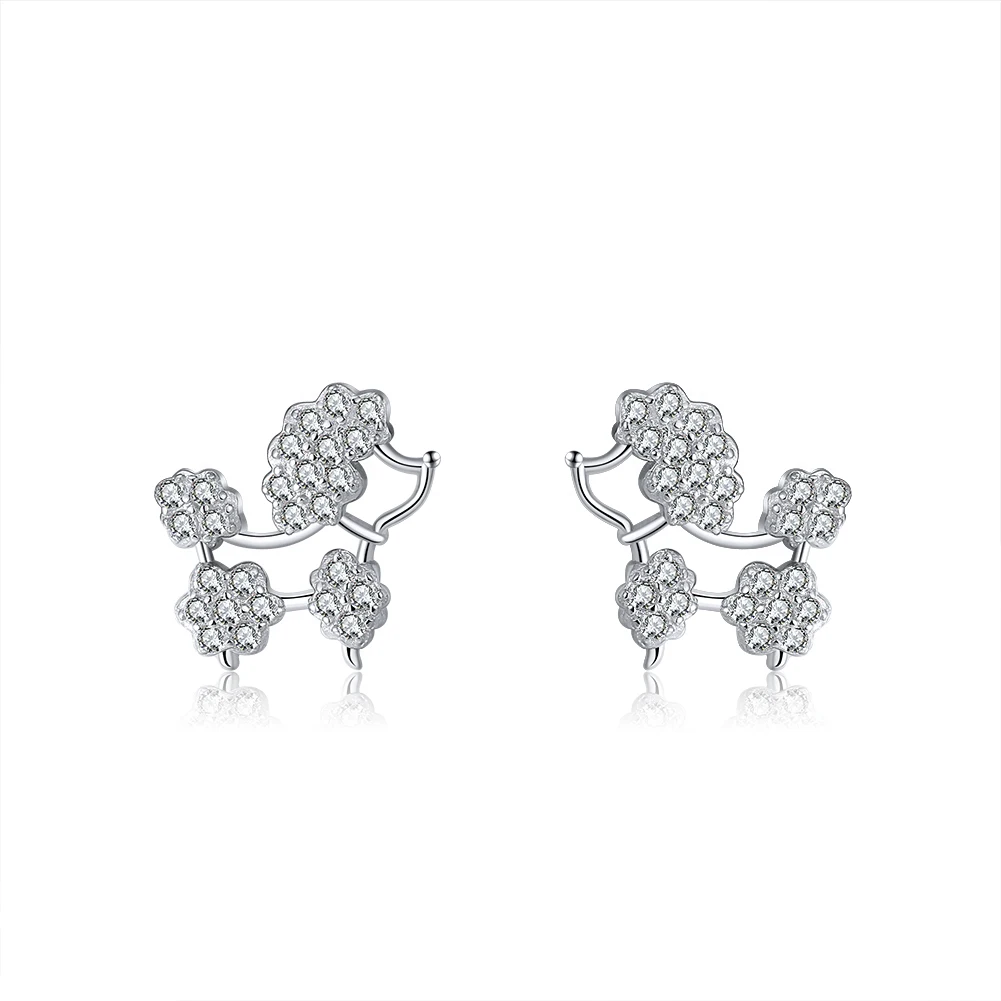 

RINNTIN EQE27 cute pet earrings customized jewellery 925 sterling silver fashion initial earrings for women