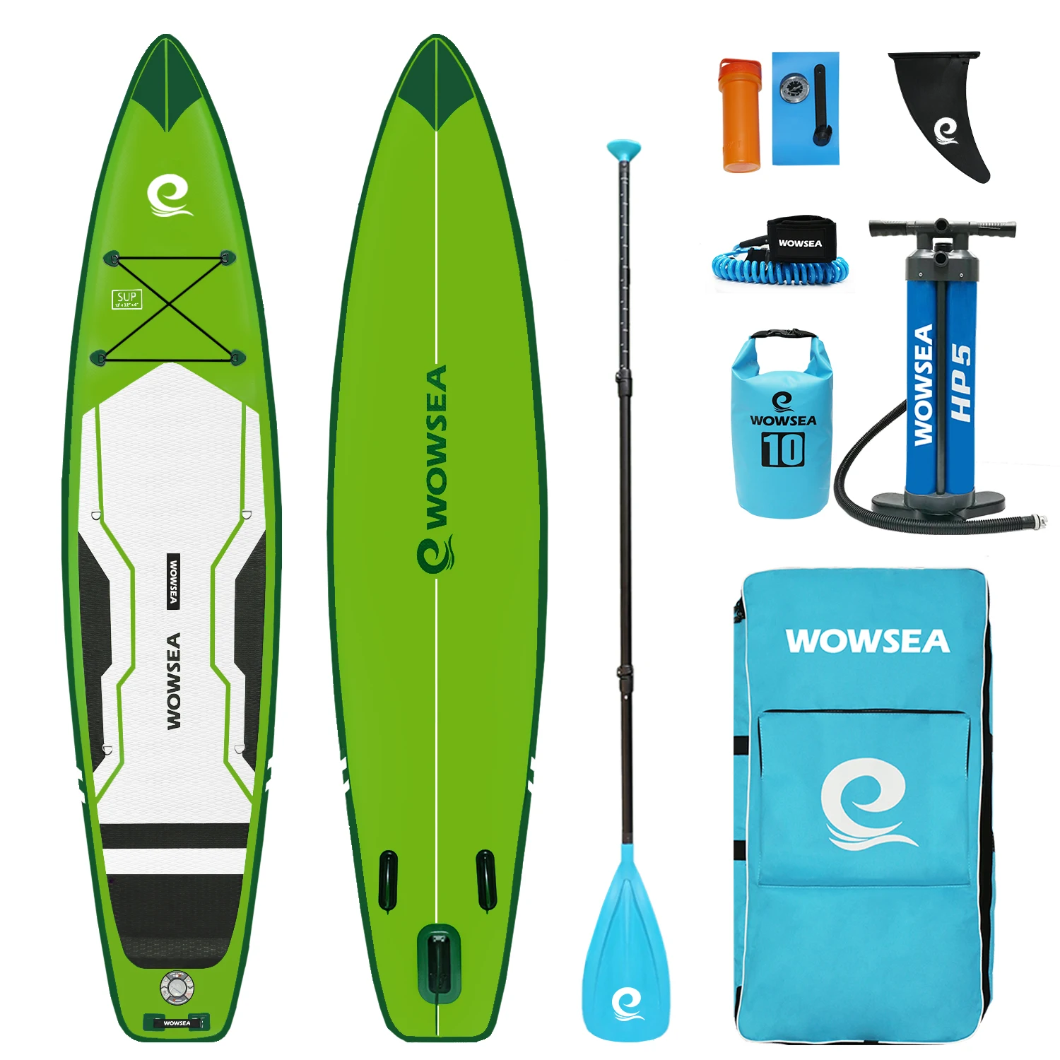 

WOWSEA Flyfish F2 Inflatable Paddle Board, Durable and Stable Racing SUP Board 12' Long x 32" Wide x 6" Thick, Green