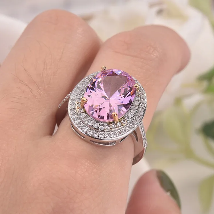 

Vintage Crystal Diamond Engagement Fine Wedding Ring White Gold Ring