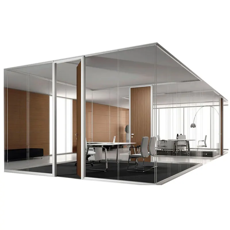 
luxury powder coated black single glazed extruded aluminium partition wall for office 