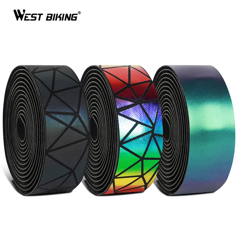 

WEST BIKING high quality colorful bicycle handlebar tape with bar end plugs Anti-slip professional bicycle handlebar tape, Like picture