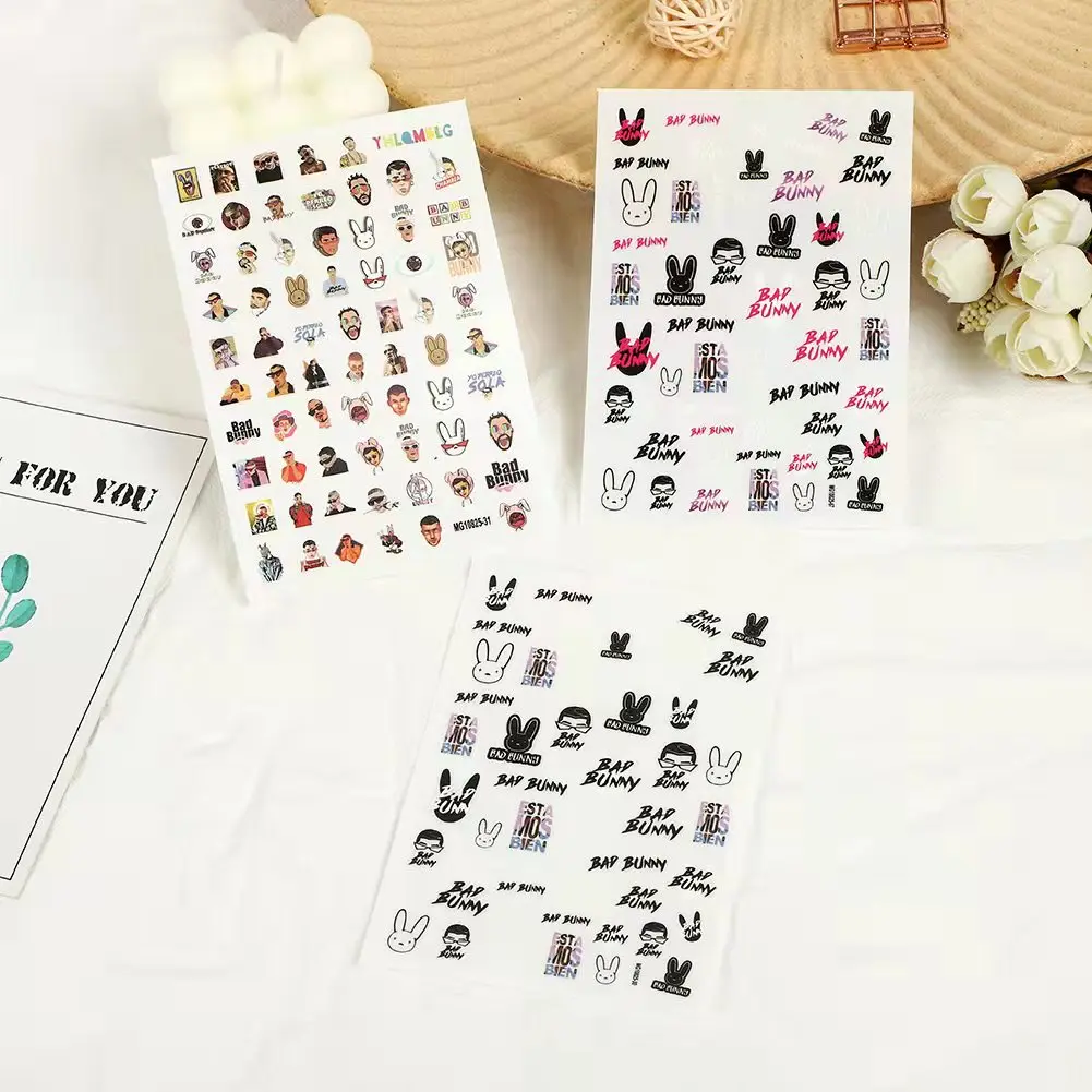 

New MG series bad bunny Nail stickers, As per the picture