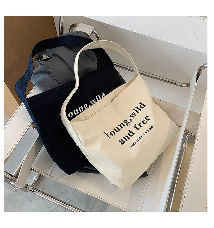 

Wholesale eco thick canvas shopping bag custom printing sling bag