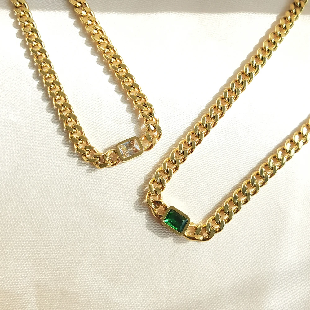 

New Arrival 18K Gold Plated Zircon Tarnish Free Stainless Steel Necklace For Women