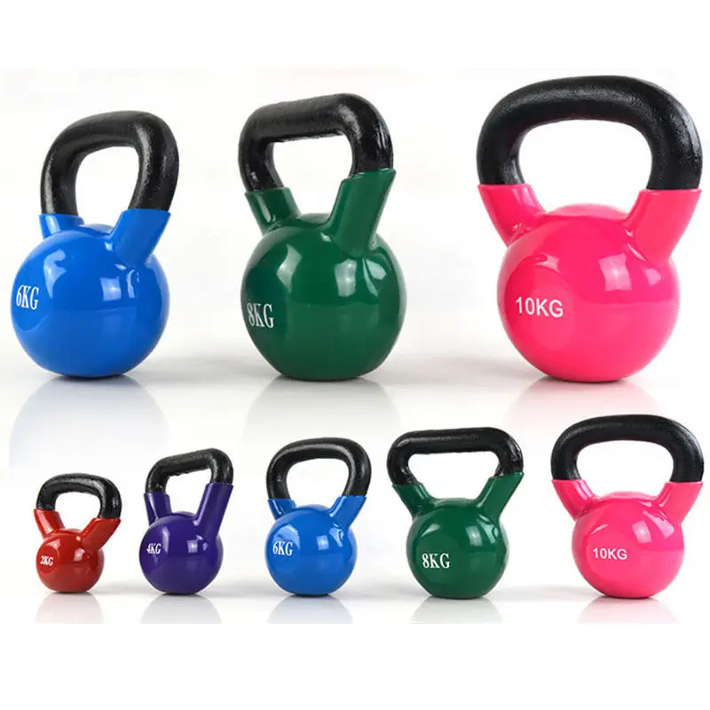 

Amazon hot sale 15kg 50kg 60kg colored custom iron logo rubber coated kettlebell fitness powder steel competition kettlebell, Red, blue, pink, purple, black