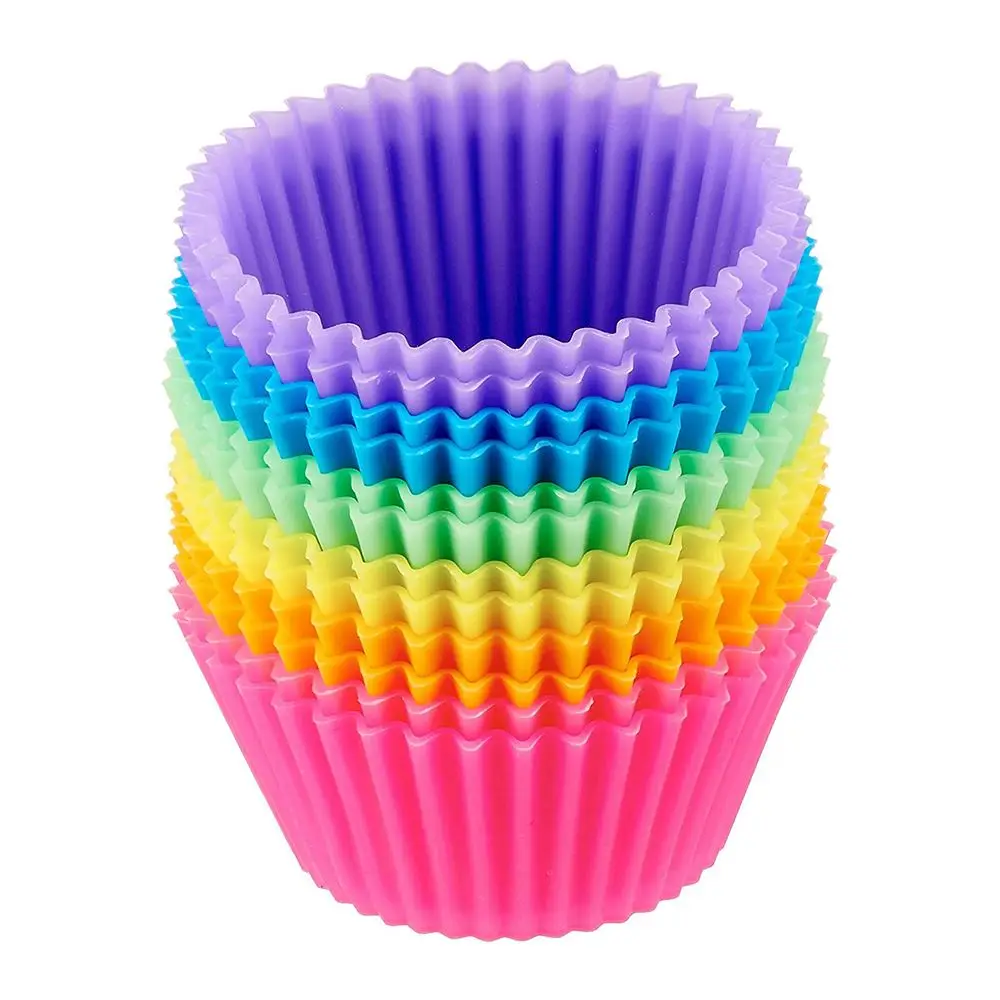 
12pcs/Set Silicone Cake Mold Round Shaped Muffin Cupcake Baking Molds Kitchen Cooking Bakeware Maker DIY Cake Decorating Tools 