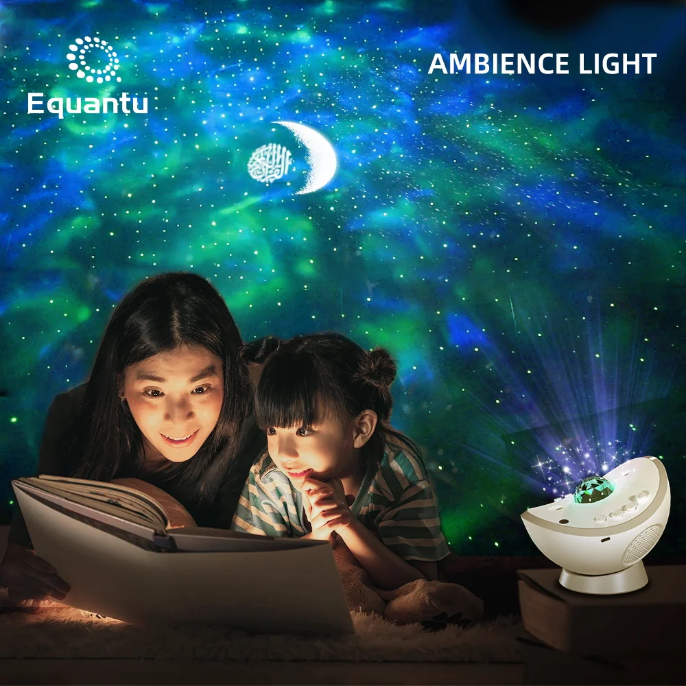 

Equantu new app control galaxy projector quran speaker led night light starry sky projection lamp quran player, 10 color