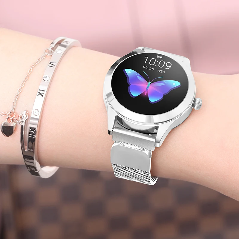 

Hot Amazon 2021 Full Touch Round Screen Woman Smart Watch With Ecg Heart Rate Smart Watch