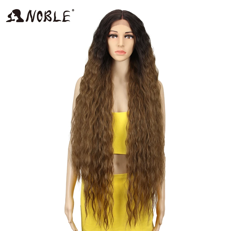 

Noble new long hair super soft fiber Ombre color Wigs kinky Curly Hair For Black Women Lace Wig Frontal Synthetic Lace Front Wig, Custom-made