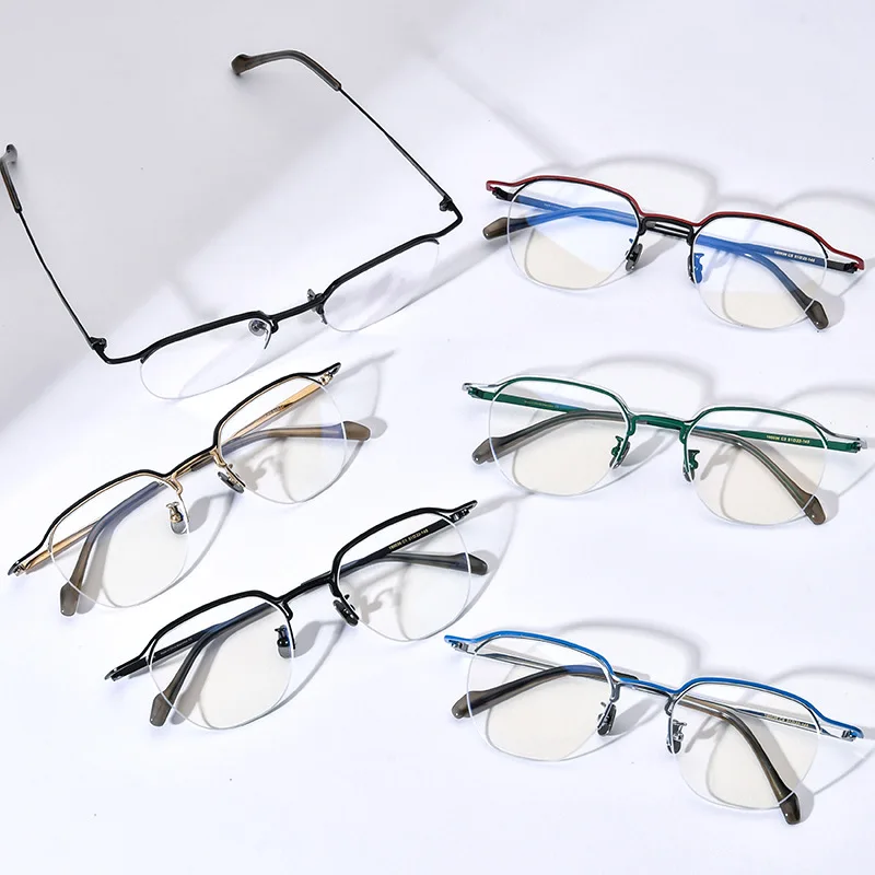 Ins Style Ready Stock Myopic Glasses Optical Latest Fashionable Semi-rimless Eyeglasses