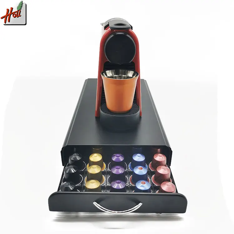 Hou Metal Nespresso Coffee Capsule Drawer 50 Pcs Capacity Pods Storage