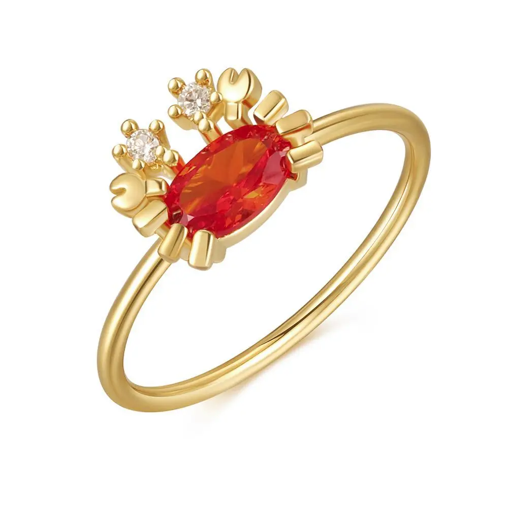 

Korean Cute Colorful Zircon Animal Index Finger Ring Gold Plated Ruby Diamond Middle Ringer Ring For Girls