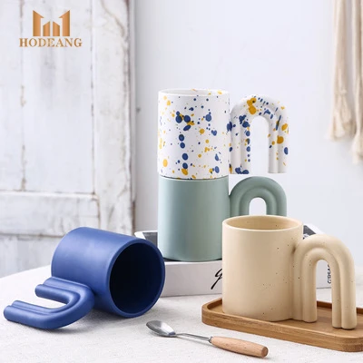 

Creative doorknob cup handle hand-painted inkjet cup, As the picture show