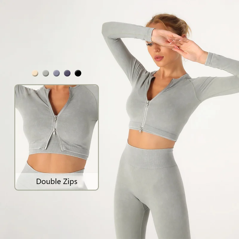 

Women's 5Pcs Athletic Active Wear Set Bra Shorts Leggings Shirts Gym Yoga Set Acid Washed Seamless Gym Fitness Workout Sets New