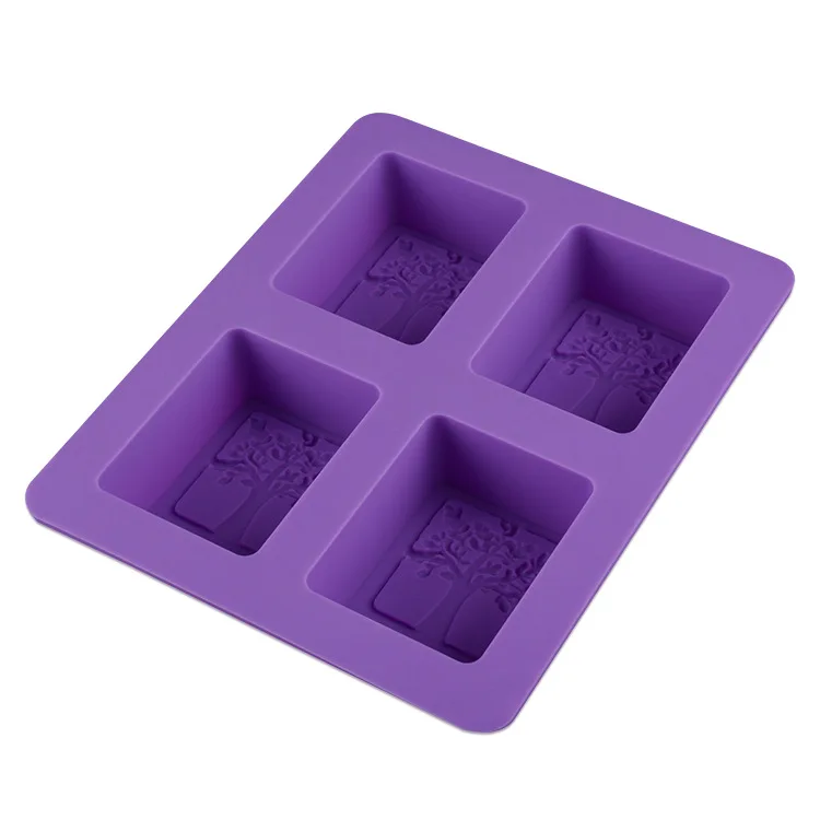 

Custom tree shape DIY soap mold 4 cavity rectangle silicone soap mold