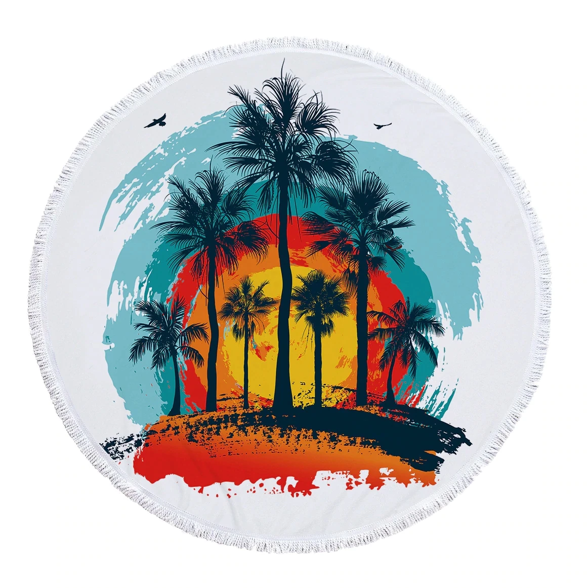 plam tree microfiber round beach towel