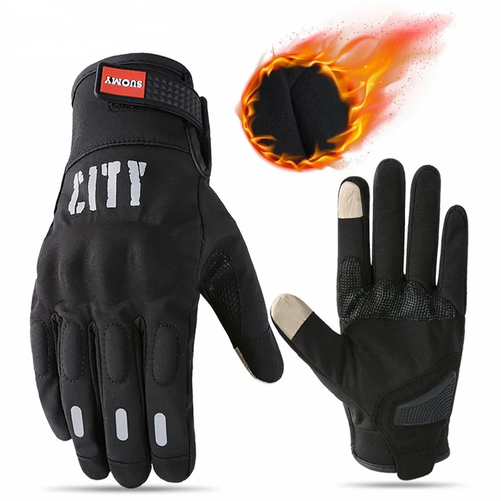 SUOMY Winter Motorcycle Gloves Men Women Touchscreen Windproof Outdoor Sport Warm Thermal Fleece Motorbike Cycling Racing Gloves