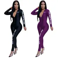 

New Style Wholesale Sexy Bandage Bodycon Womens One Piece Jumpsuit With Zipper