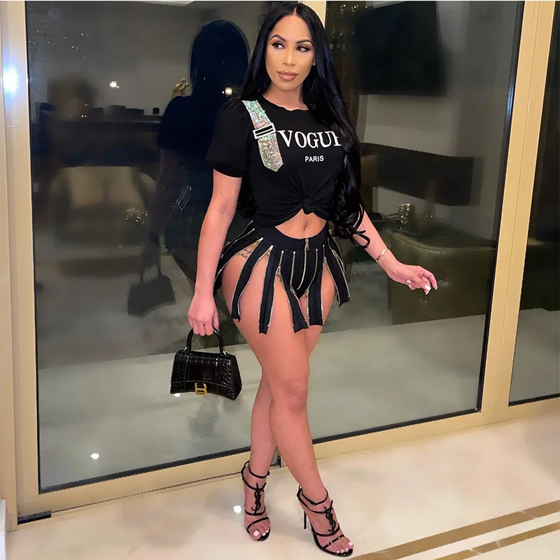 

New Arrivals High Waist Women's Shorts Streetwear Ladies Black Mini Motorcycle Shorts Zipper, Shown