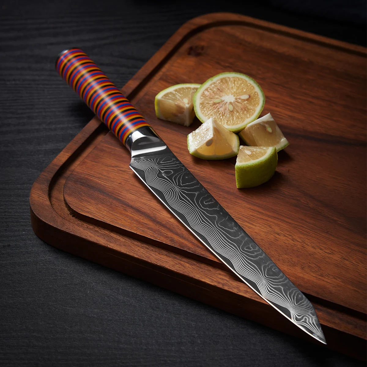 

2022 new fashion damascus steel knifes kitchen  chef knife Gyuto knife with Rainbow G10 handle for kitchen gift