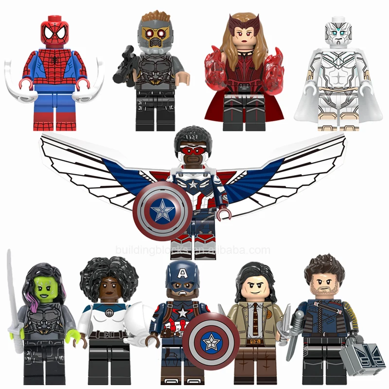 

Wanda Vision Fal-con Winter Soldier Witch Super Heroes Movie Character Mini Bricks Building Block Figures Kids Toys