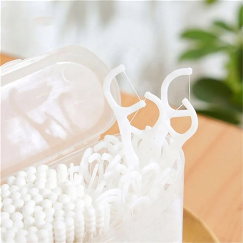 

Dental Floss Cotton Swabs Set, White