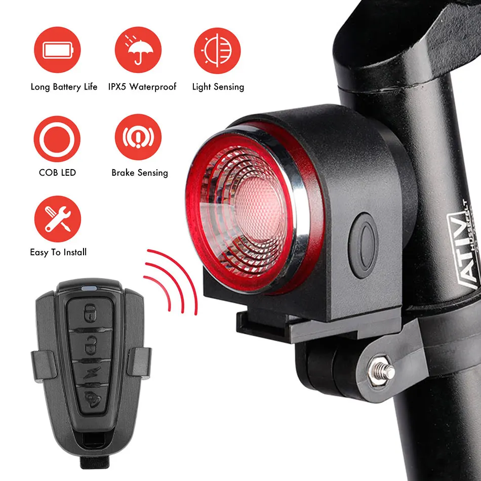 

A8 Multifunctional Mini LED Bicycle Tail Light IPX5 Waterproof Cycling Lamp with Security Alarm USB Chargeable Bike Rear Light