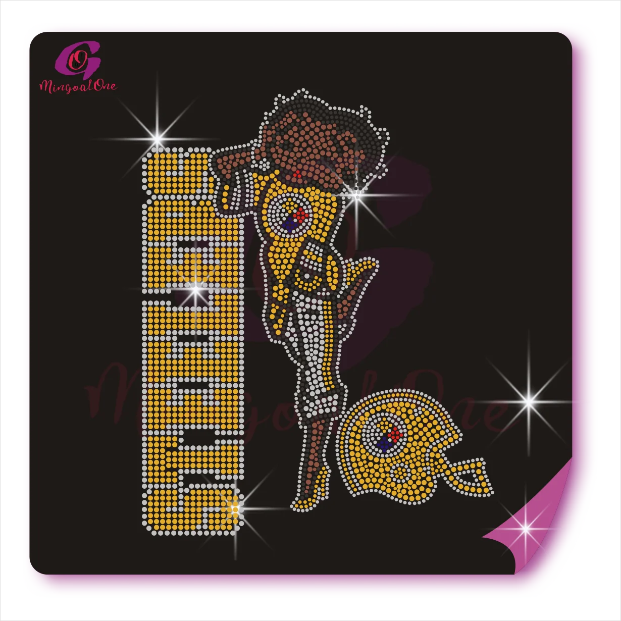 

Fashion Girl Helmet Rhinestone Iron On Motif Popular Sport Team Brand Custom Rhinestone Heat Transfer, Select from color chart