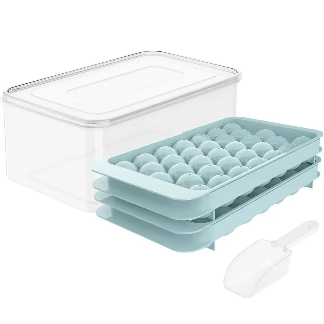 

New 33-compartment round ice compartment set ice cube maker homemade plastic with cover ice ball mold