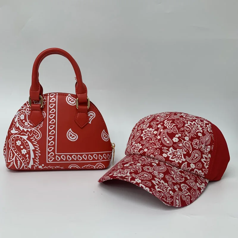 

2021 fashion women handbags Cashew Flower purse and cap set purse sets and handbags with matching hats, Blue/orange/pink/black/white/red/purple