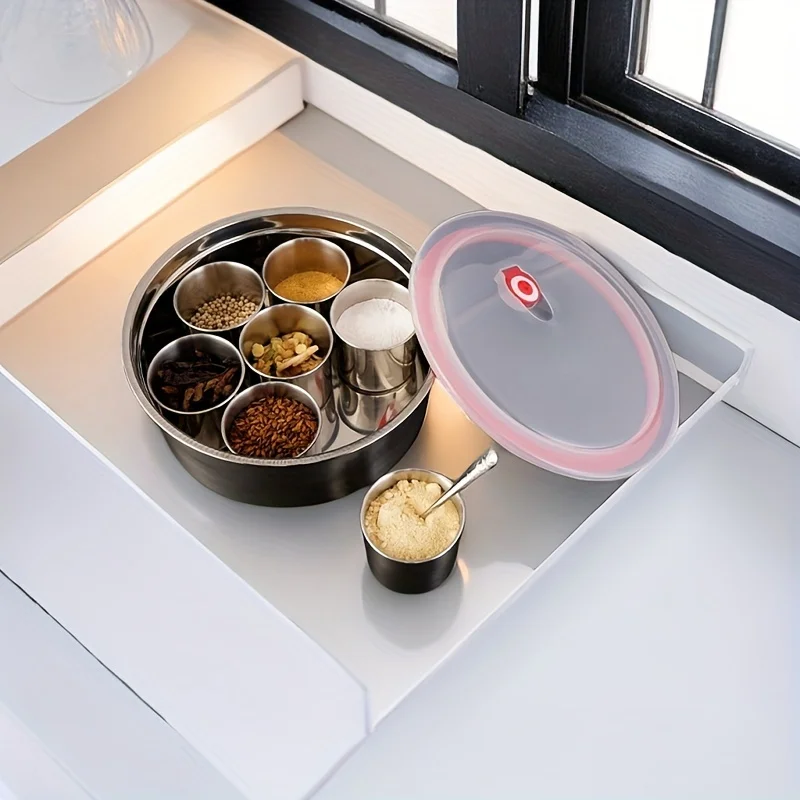 Stainless Steel Good Quality Spice Jar Set Sugar Jar Spices Containers with Spoon Luxury Seasoning Storage Box Jar Set