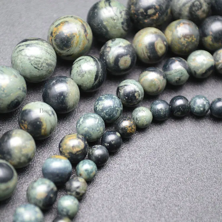 

Shiny Green Kambaba Jasepr Stone Round Loose Beads Frosted Gemstone Beads
