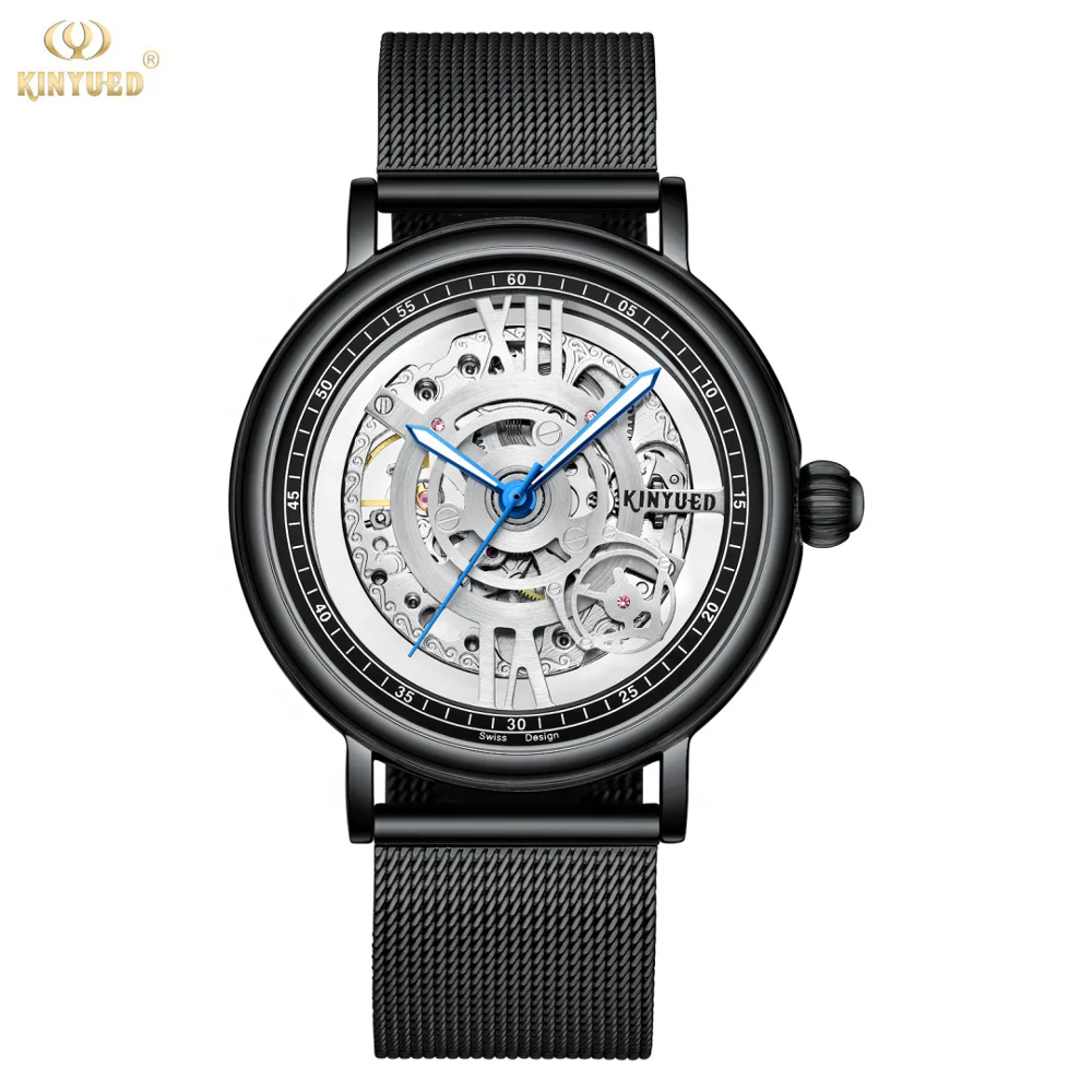 

KINYUED High quality mesh belt custom logo Tourbillon movement mechanical automatic watches