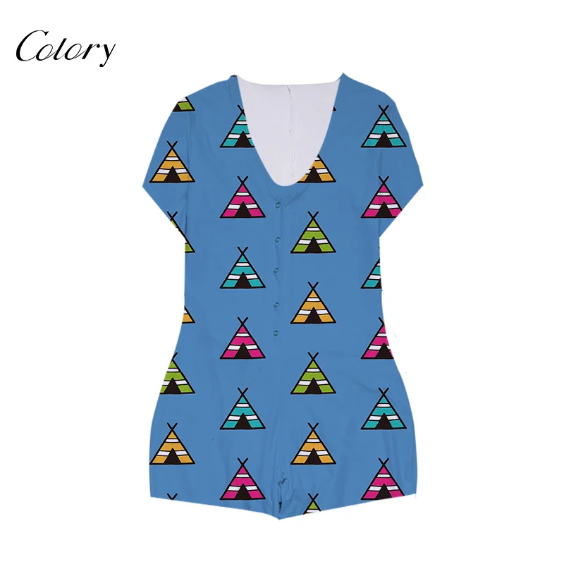 

Colory Onesie Pajamas Designer Cloth Print Design Shorts, Picture shows