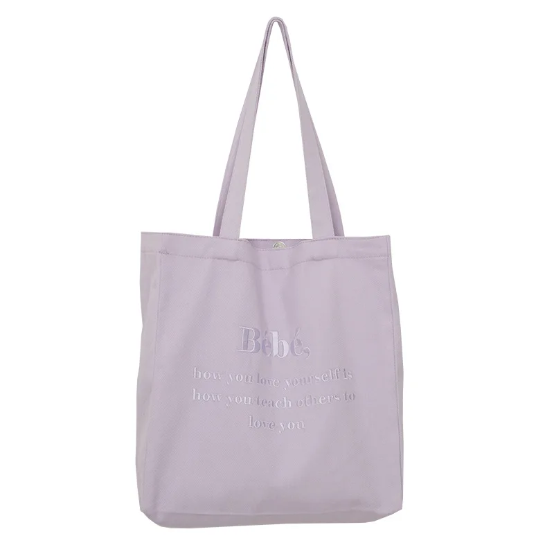 

High Quality Eco Recycled Shopping Wholesale Cotton Canvas Plain White Blank Custom Embroide Totes Bags with Logo