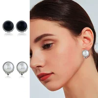 

2020 Best Selling Items Simple Round Statement Pearl No Hole Ear Women Clip On Earrings