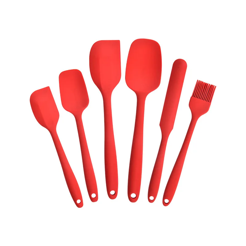 

6pcs/set 600 Degrees Fahrenheit Heat Resistant Mini Silicone Spatula Set, Red/black