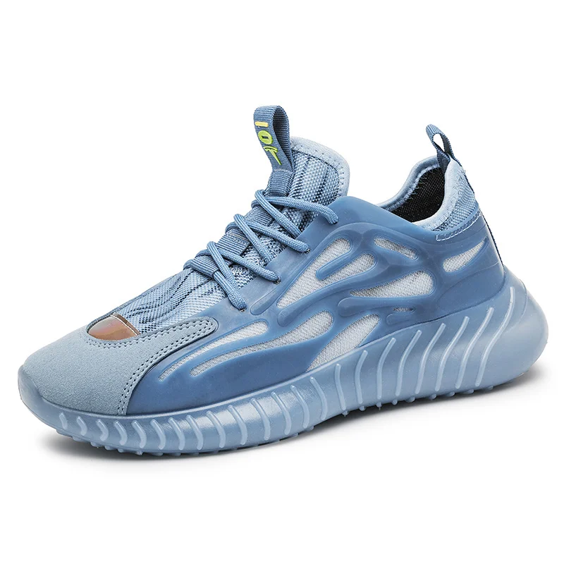

Men Luminous Casual Sneakers Mesh Chunky Athletic Running Shoes, Ice blue/beige/black