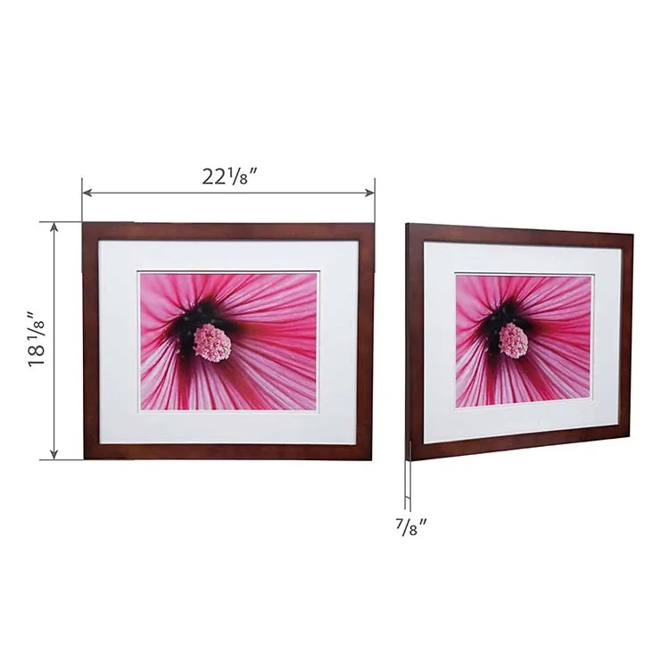 

Gallery Solutions Flat Wall Picture White Photo 16X20 Walnut Double Frame, MATTED to 11X14, 16" x 20