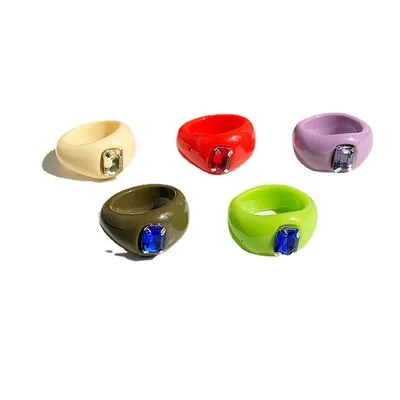 

2021 Selling Resin Ring Acrylic Ring Y2k Style Resin Acrylic Ring For Women And Children, Colorful