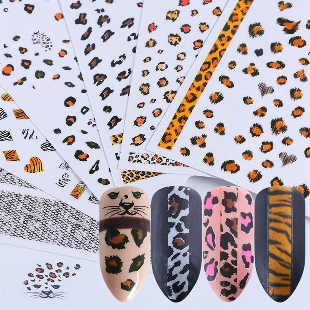 

2021 japanese nails sticker Snakeskin 3D Nail Art Transfer Stickers Leopard Print Lattice designer nail stickers, Mixed color