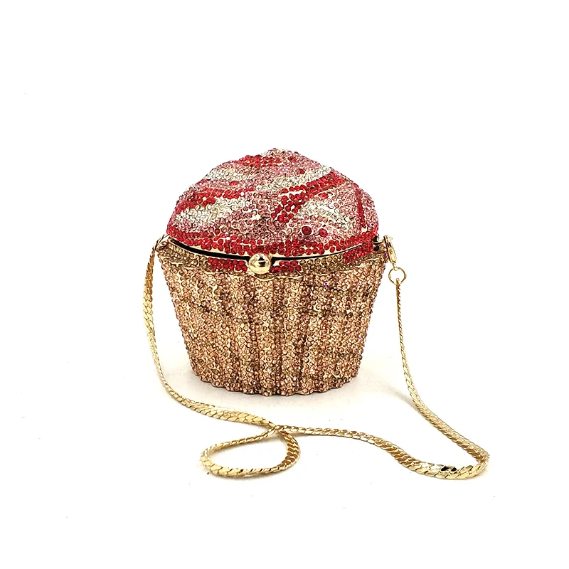 

Wholesale available classical Bridal wedding party women evening bag dessert sugar funny small cupcake crystal purses handbag