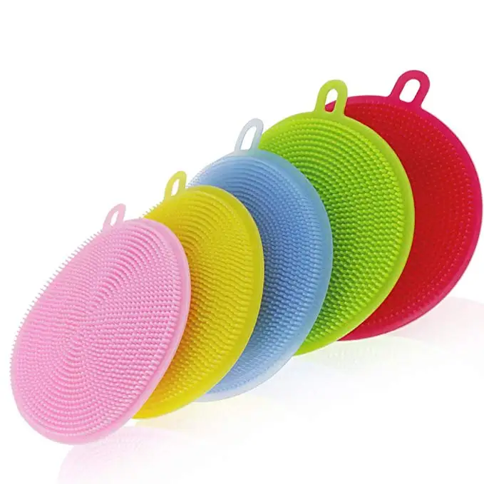 

Food Grade Reusable Silicone Dish Sponge Dishwasher Safe Silicone Dish Washing Brush Heat Resistant Double Sided Silicon Brush, Customized