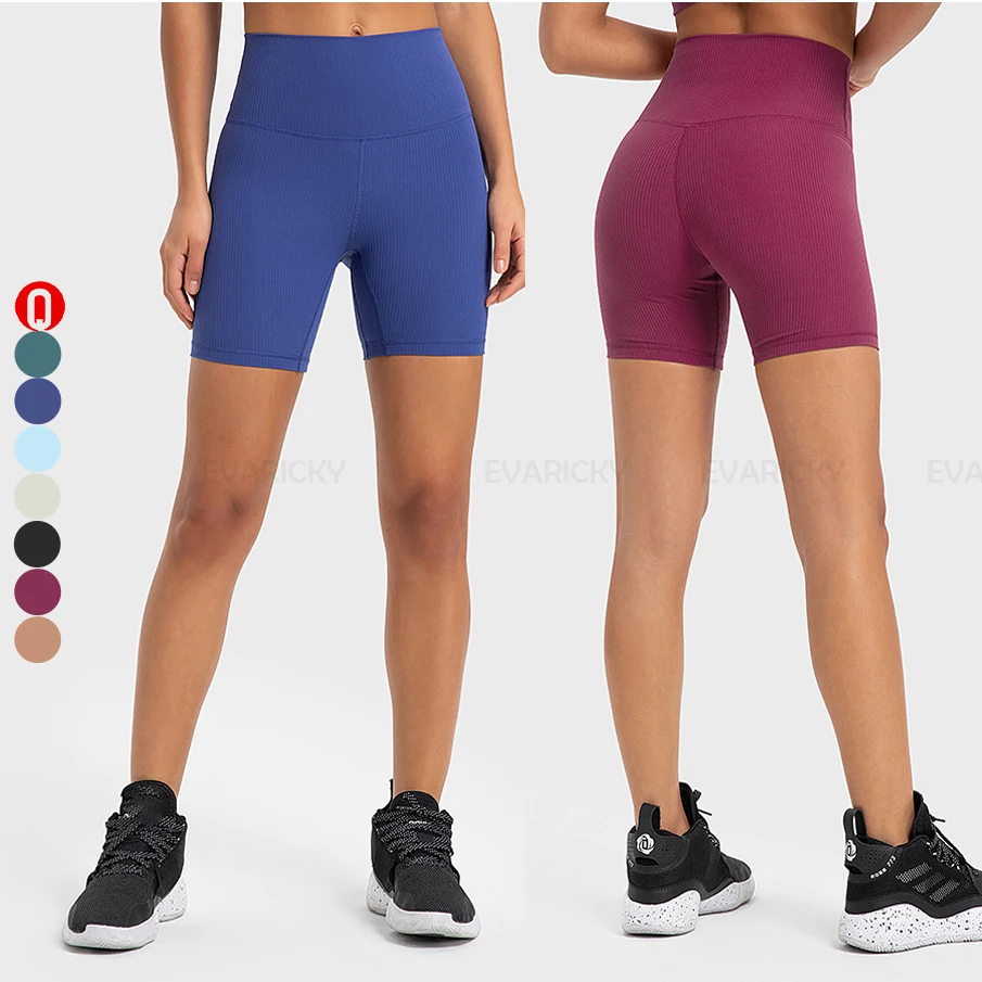 

Women Custom High Waist Athletic Wear Ribbed Womens Tummy Control Scrunch Butt Gym Fitness Workout Yoga Biker Shorts