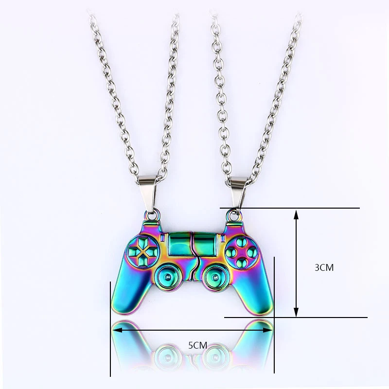 

JOJO Fashion 2pcs/set Magnetic Game Pad Console Controller Couple Lover BFF Pendant Necklace for Couple Lover