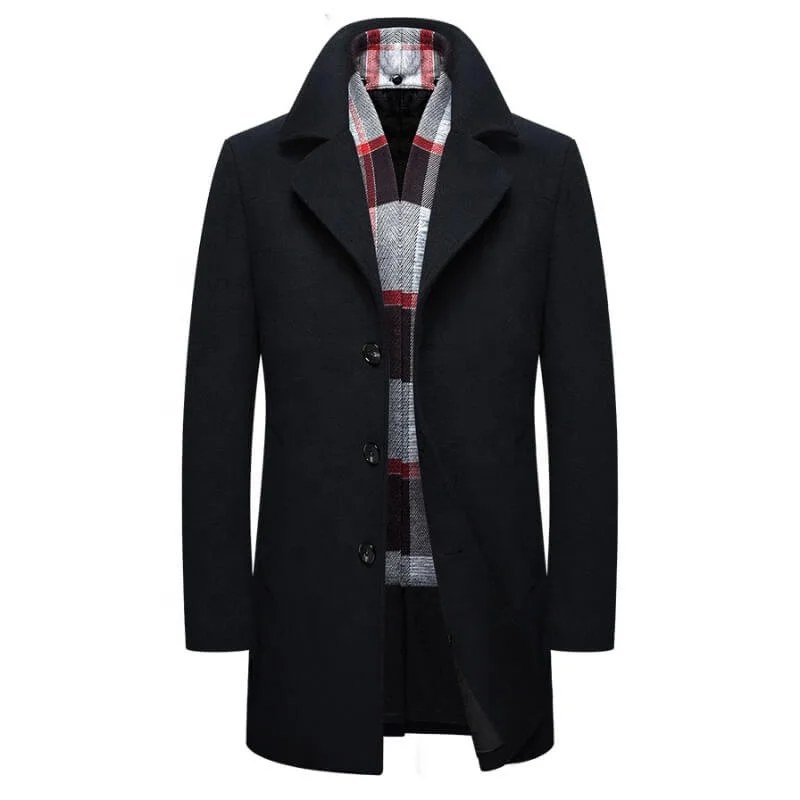 

Latest design high quality men's long woollen trench overcoat winter coat wool men coat